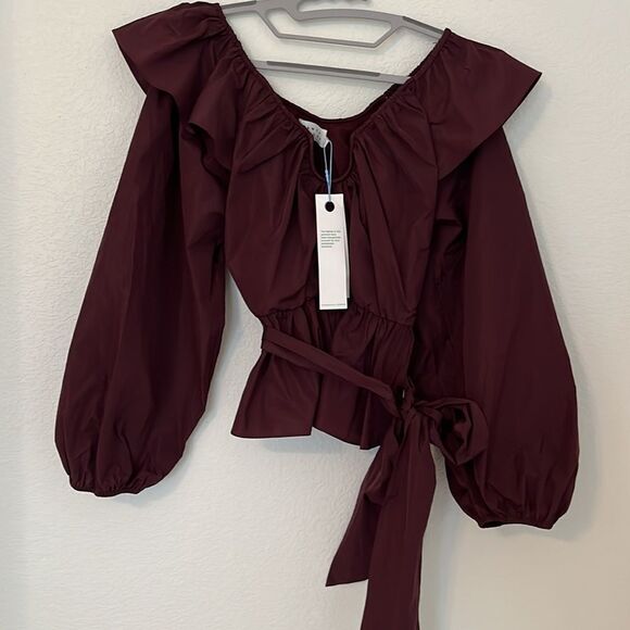 Nwt - Cabernet Shiela Long Sleeve Top by TANYA TAYLOR - Picture 3 of 6